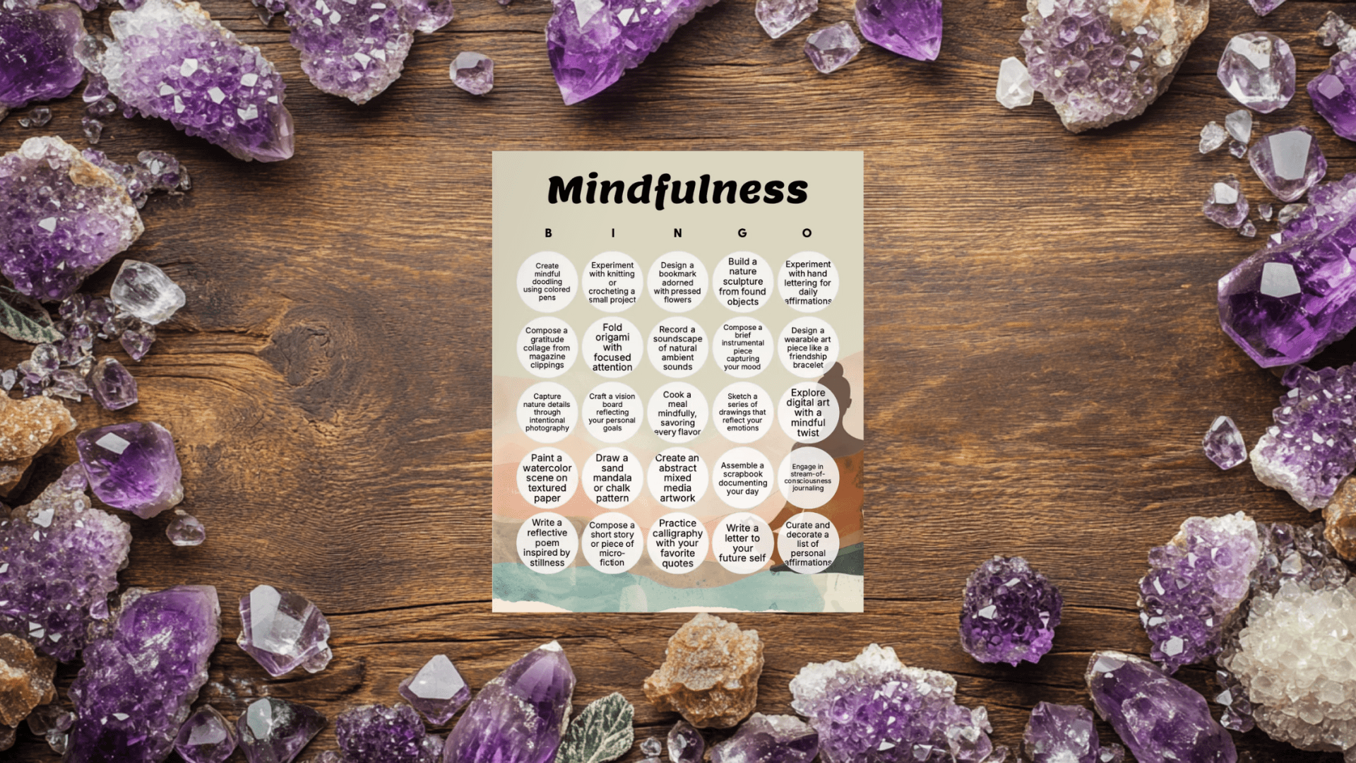 mindfulness bingo card