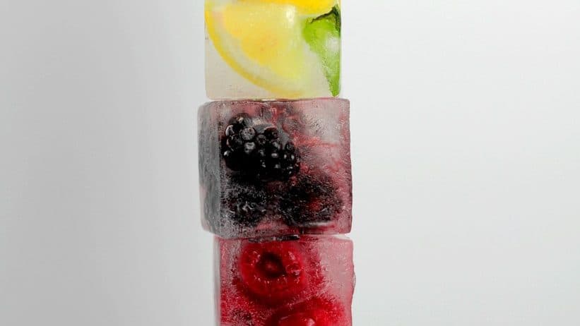 stacked ice cubes of different flavors