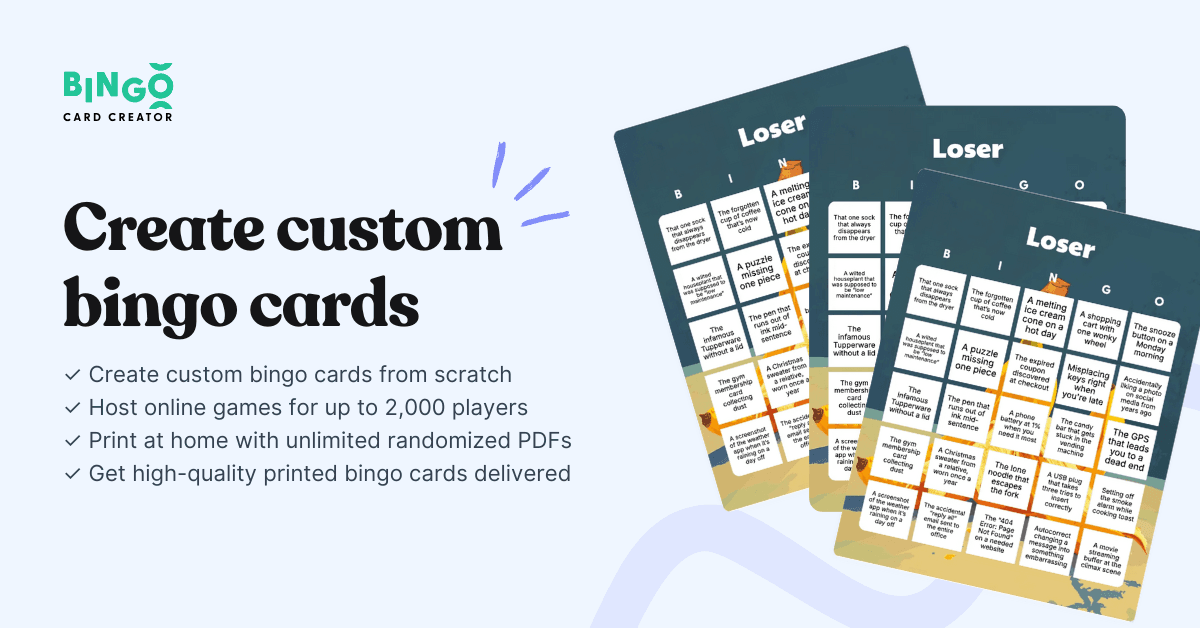 loser bingo cards stacked