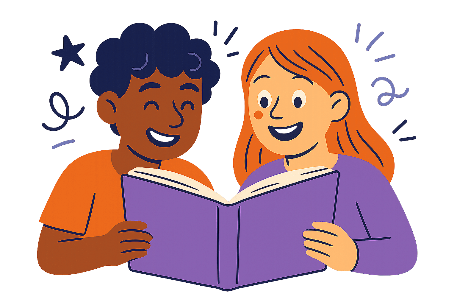 two characters reading a book